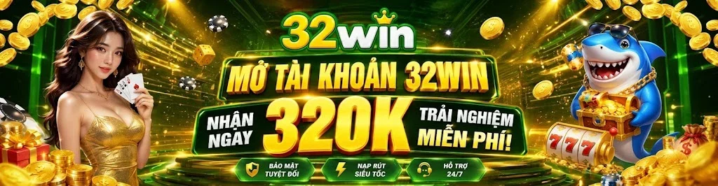 Đăng ký tài khoản 32WIN săn ngay code tân thủ free 320K