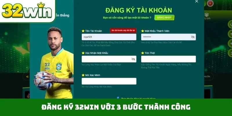 Đăng Ký 32WIN – 3 Bước Siêu Tốc, Hoàn Thành Trong 1 Giây Đăng ký 32WIN với 3 bước thành công