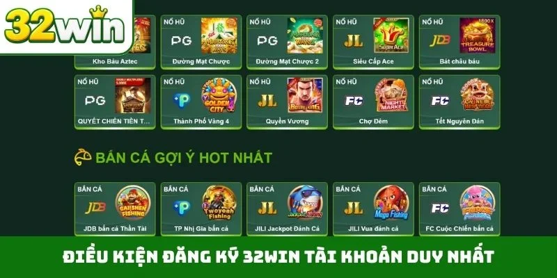 Đăng Ký 32WIN – 3 Bước Siêu Tốc, Hoàn Thành Trong 1 Giây Điều kiện đăng ký 32WIN tài khoản duy nhất