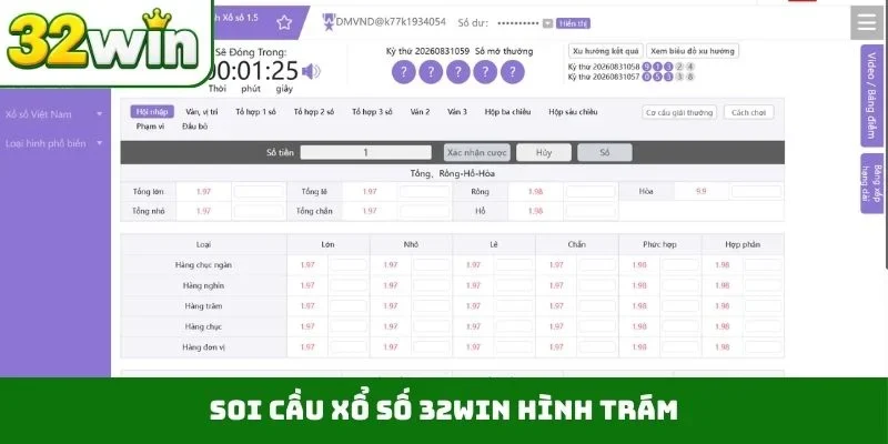 Soi cầu xổ số 32WIN hình trám